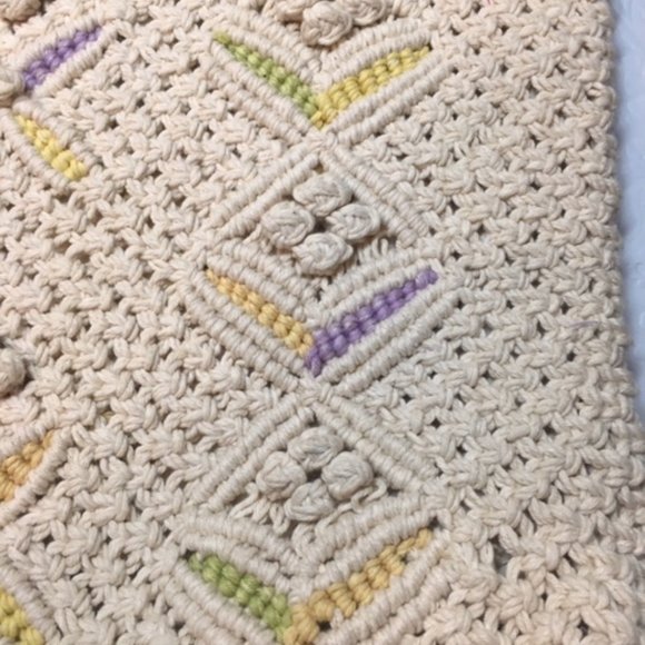 Lovely Hand Crocheted Cotton Floral Shoulder Bag 13"x9.5" - Picture 2 of 6